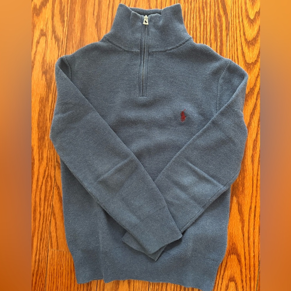 Boys Polo Ralph Lauren Blue Half-Zip Lightweight Sweater - size 7